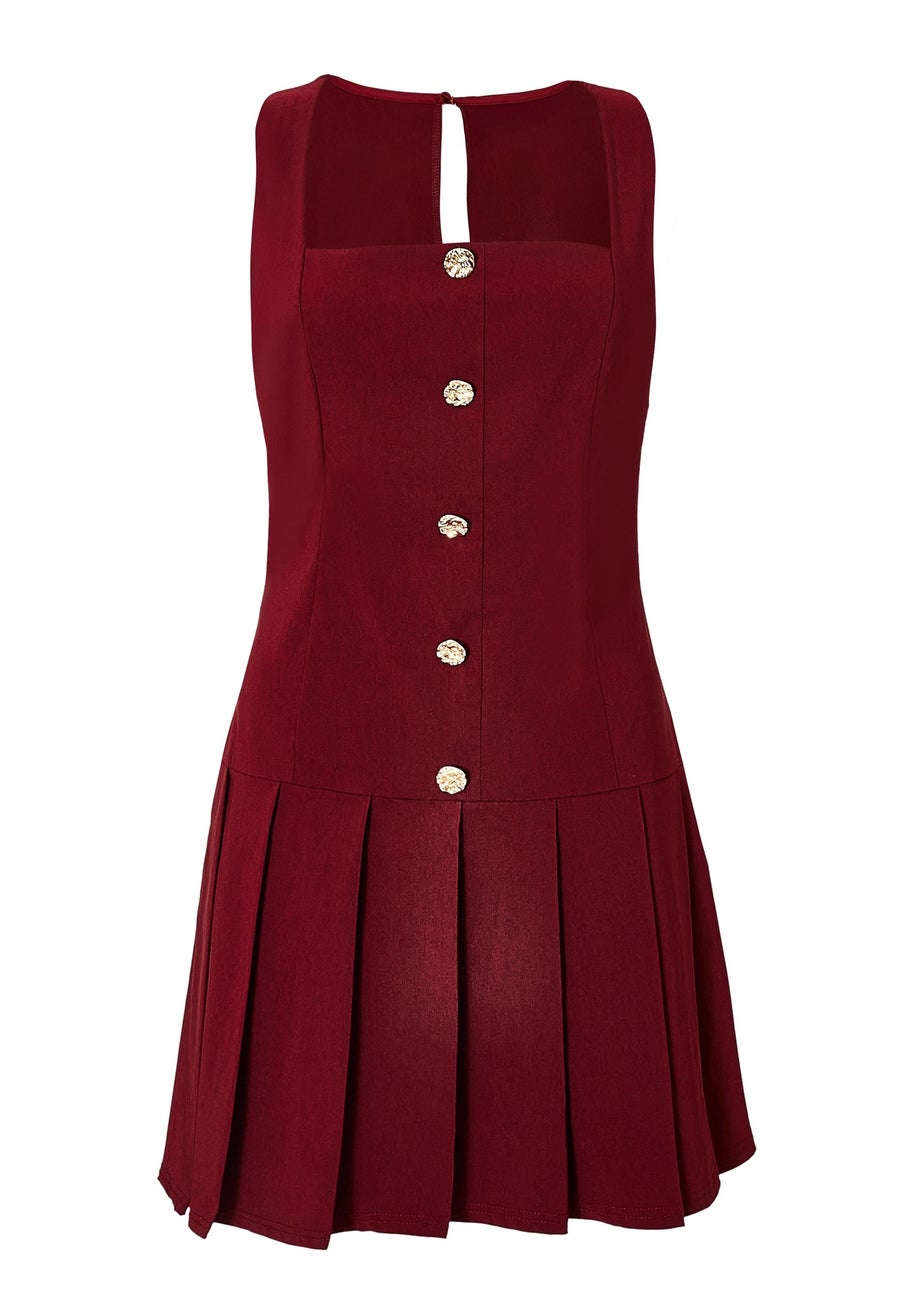 Quiz Burgundy Button Detail Skort Dress