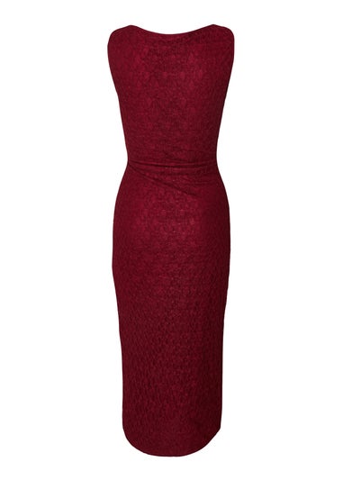Quiz Burgundy Lace Ruched Midaxi Dress
