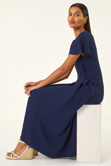 Roman Navy Side Tie Detail Midi Dress