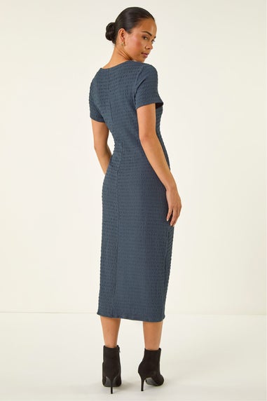 Roman Grey Petite Textured Tie Side Dress
