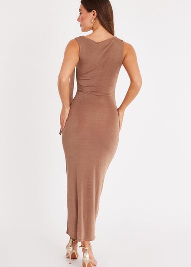 Quiz Stone One Shoulder Sash Detail Midaxi Dress