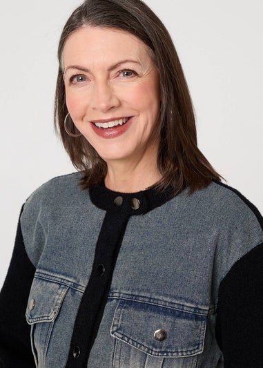 Izabel London Black Denim Contrast Texture Boxy Jacket