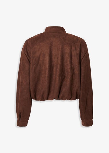 Quiz Brown Faux Suede Bomber Jacket