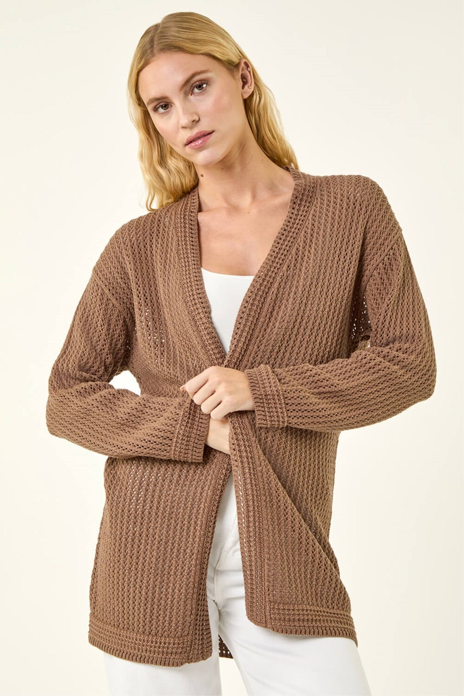 Roman Taupe Stitch Knit Cardigan