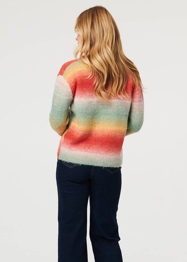 Izabel London Red Striped Long Sleeve Textured Cardigan