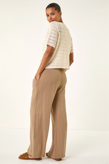 Roman Ivory Pointelle V-Neck Knit Cardigan