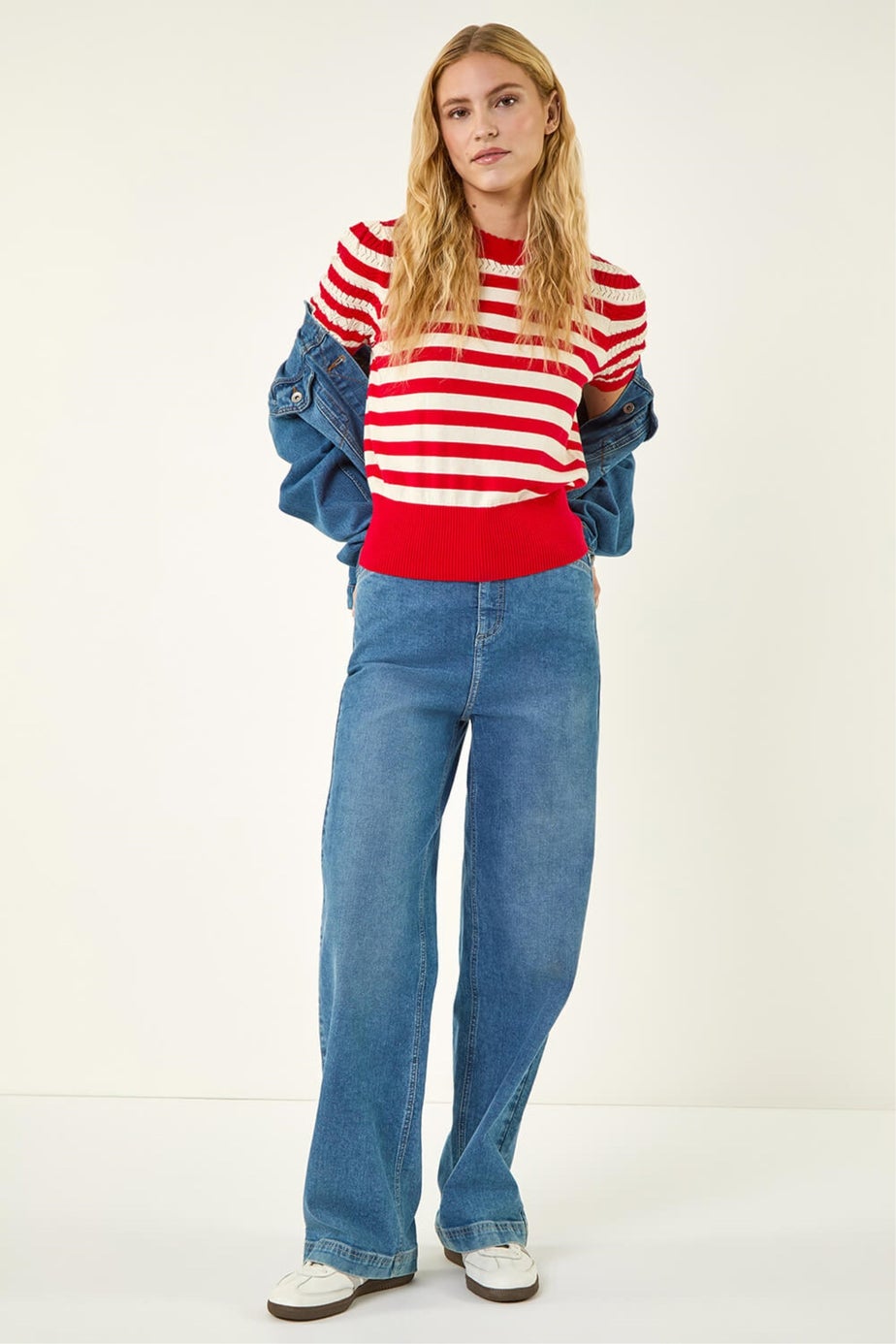 Roman Red Stripe Pointelle Knit Top