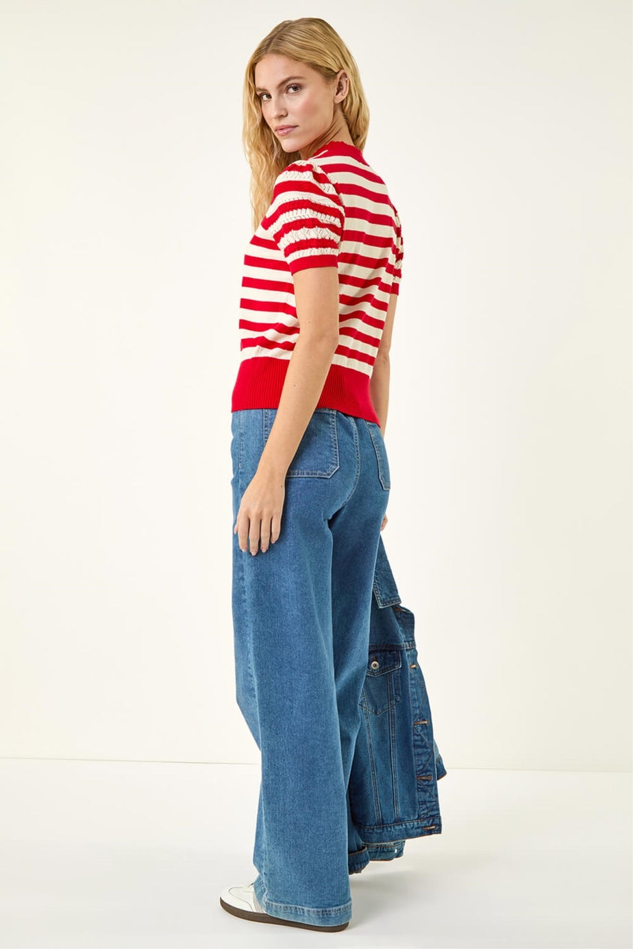 Roman Red Stripe Pointelle Knit Top