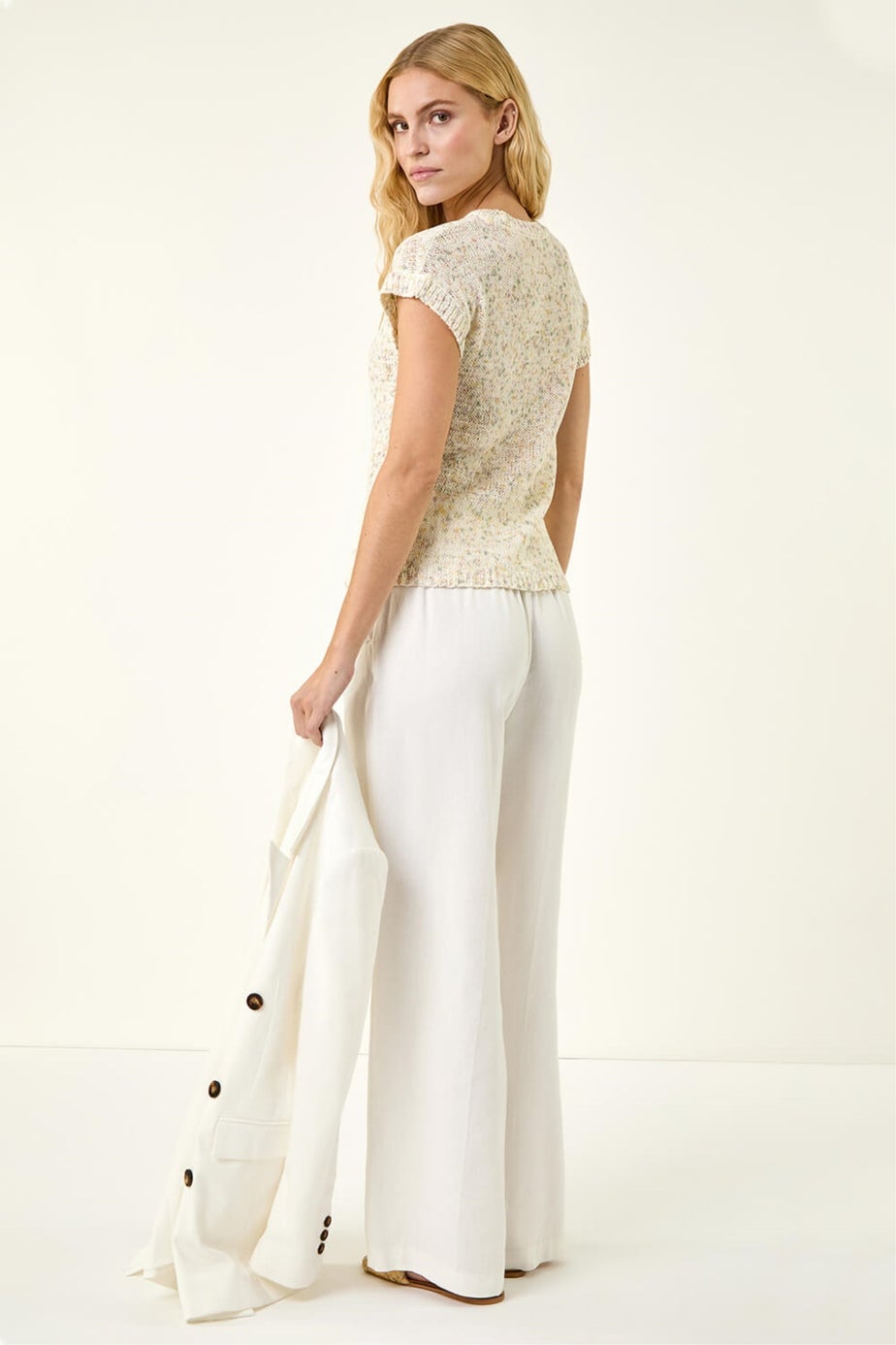 Roman Ivory Short Sleeve Knit Vest