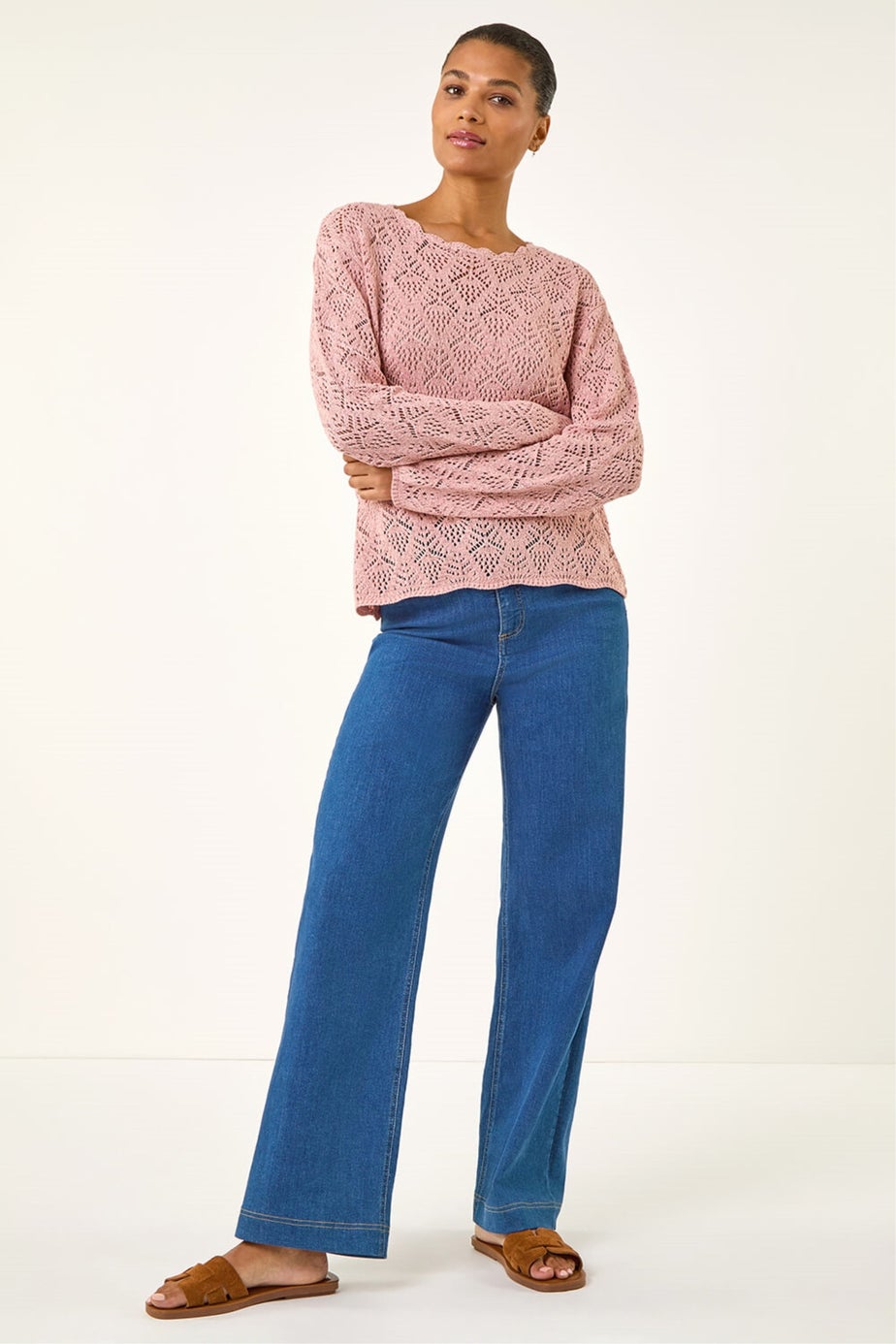 Roman Pink Pointelle Knit Jumper