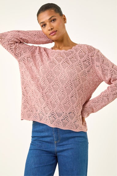 Roman Pink Pointelle Knit Jumper