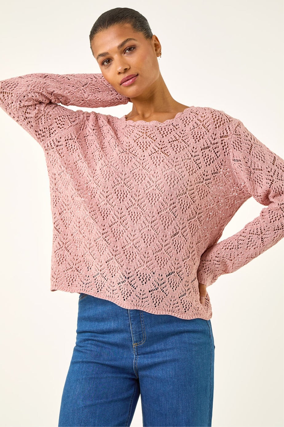 Roman Pink Pointelle Knit Jumper