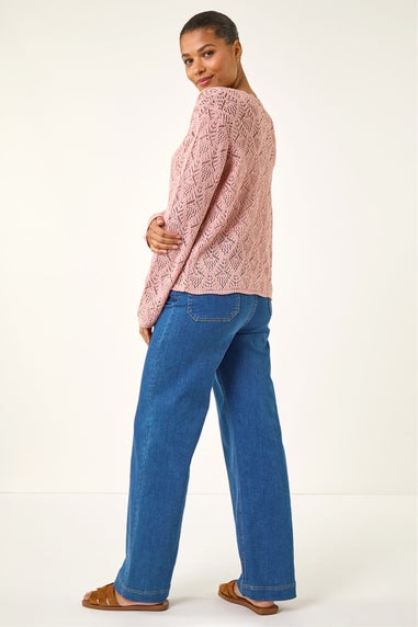 Roman Pink Pointelle Knit Jumper