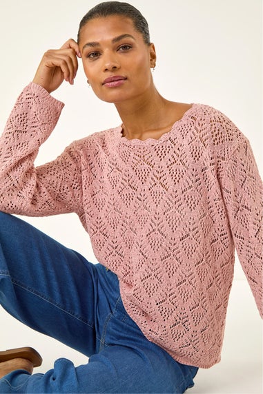 Roman Pink Pointelle Knit Jumper
