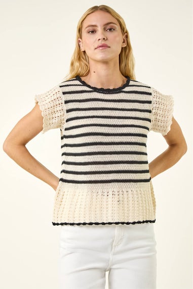 Roman Ivory Stripe Knitted Top