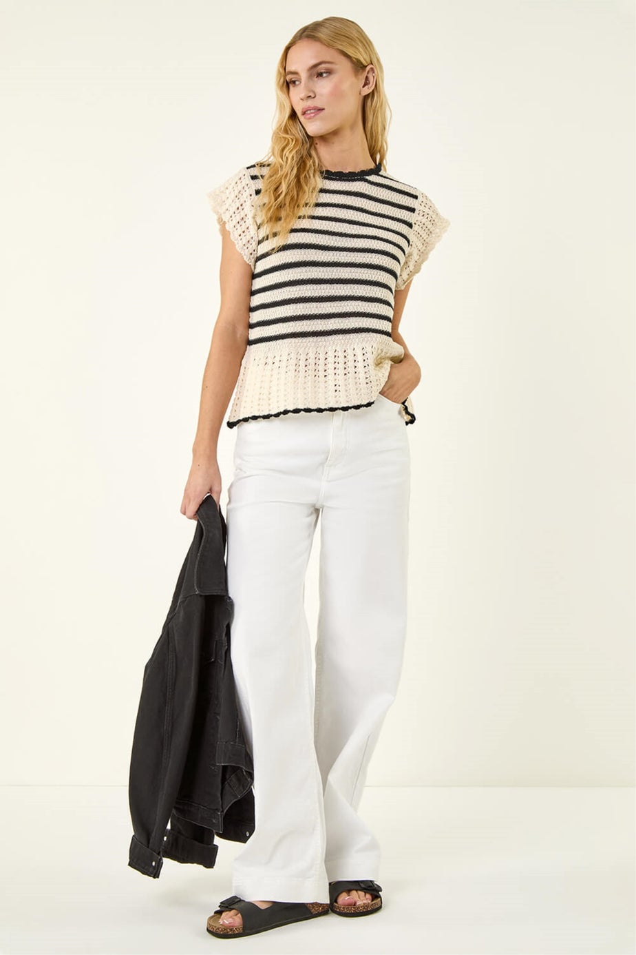 Roman Ivory Stripe Knitted Top