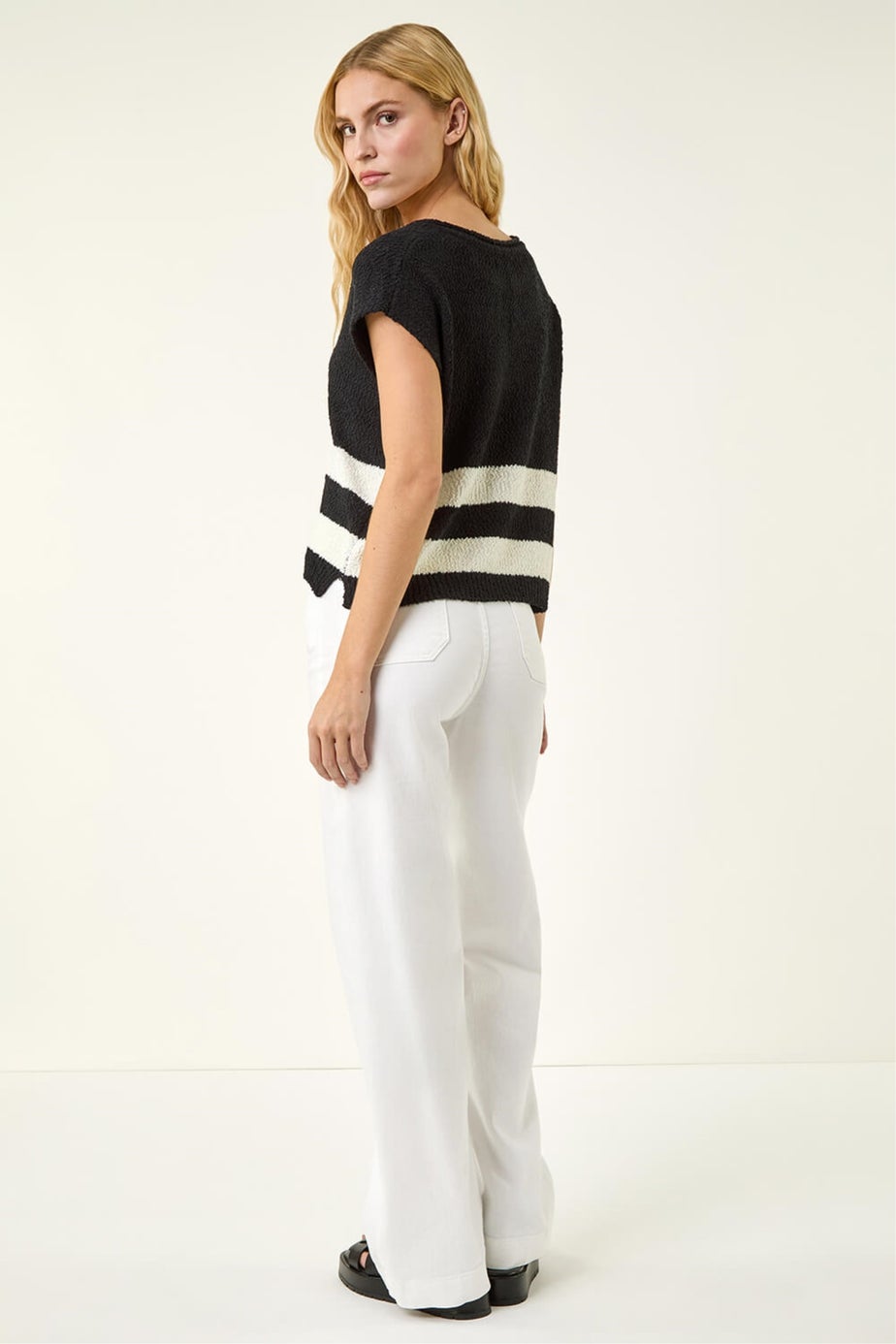 Roman Black Stripe V-Neck Knit Vest