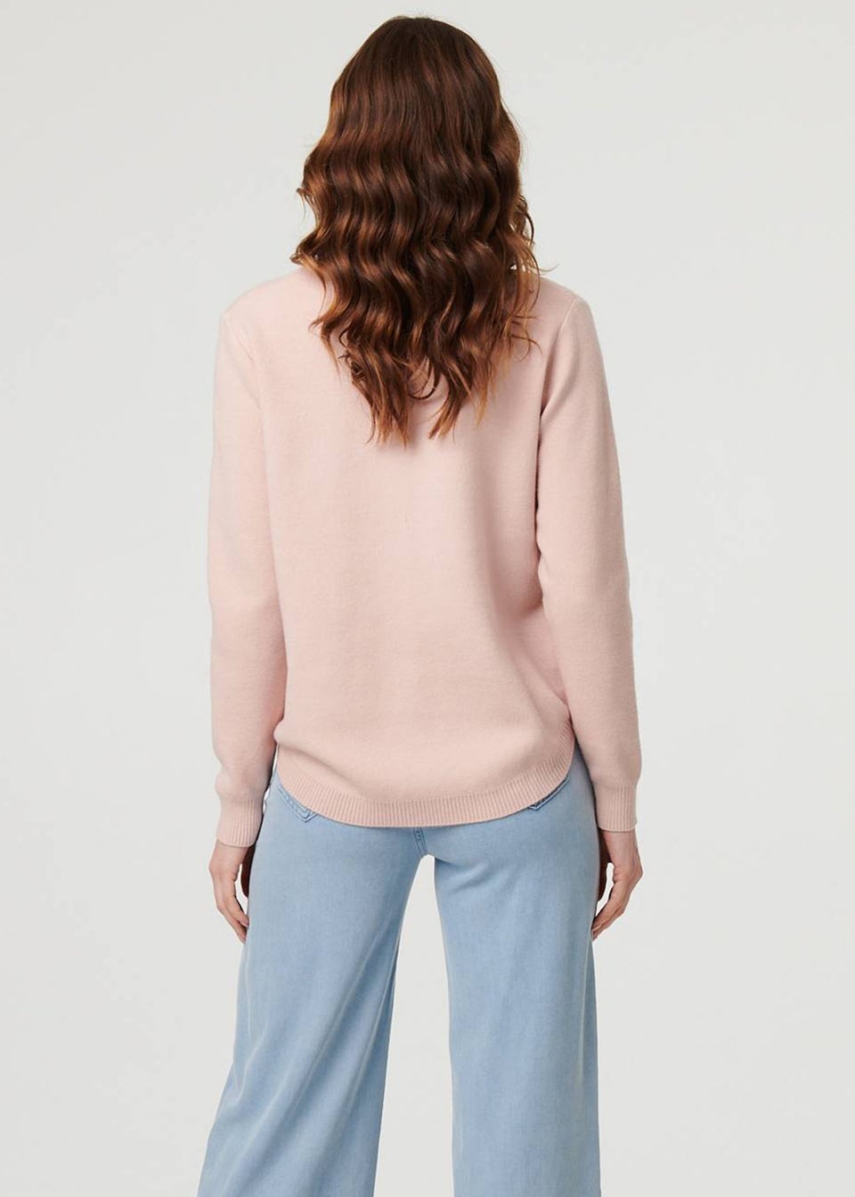 Izabel London Pink Sparkle Detail Floral Embroidered Jumper