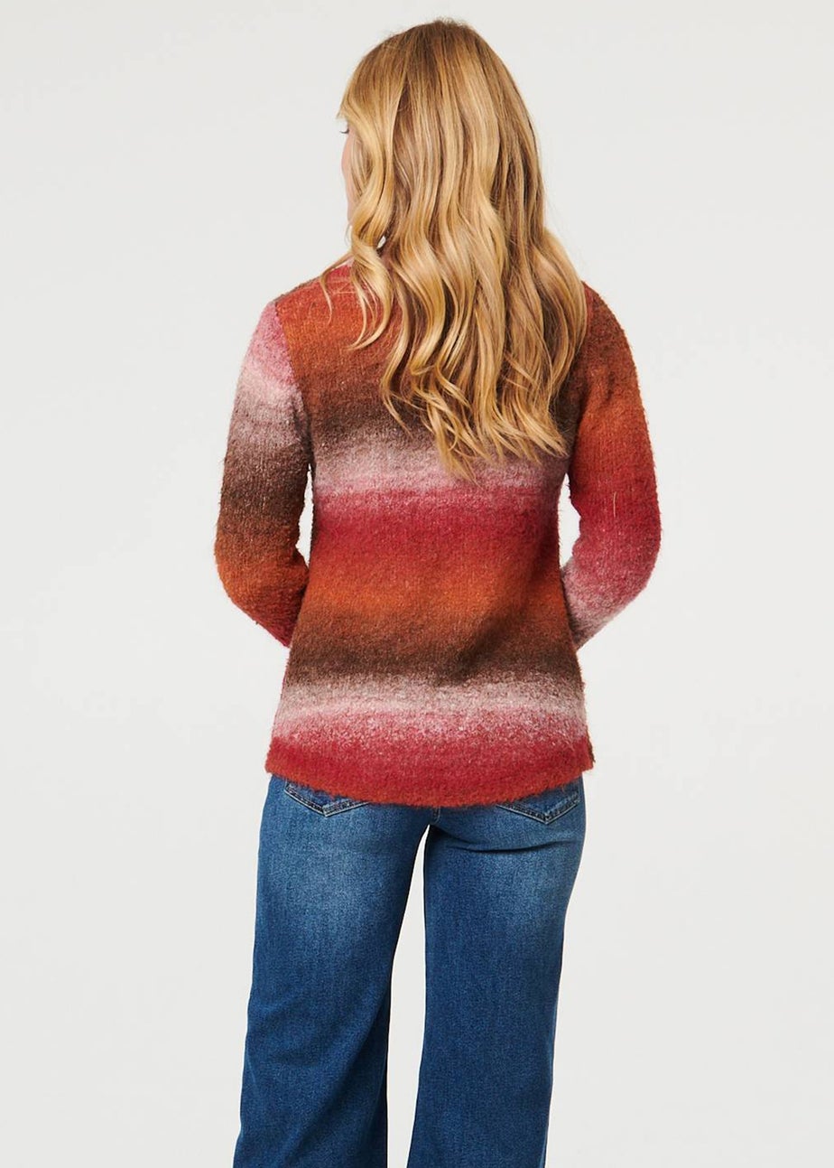 Izabel London Red Striped Textured Slim Fit Jumper