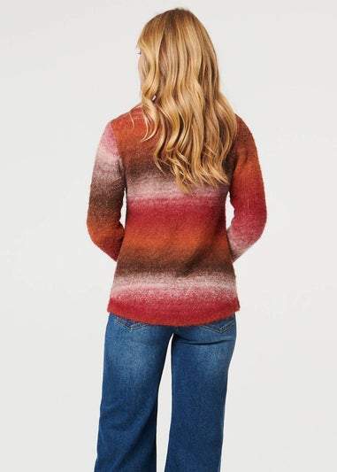 Izabel London Red Striped Textured Slim Fit Jumper