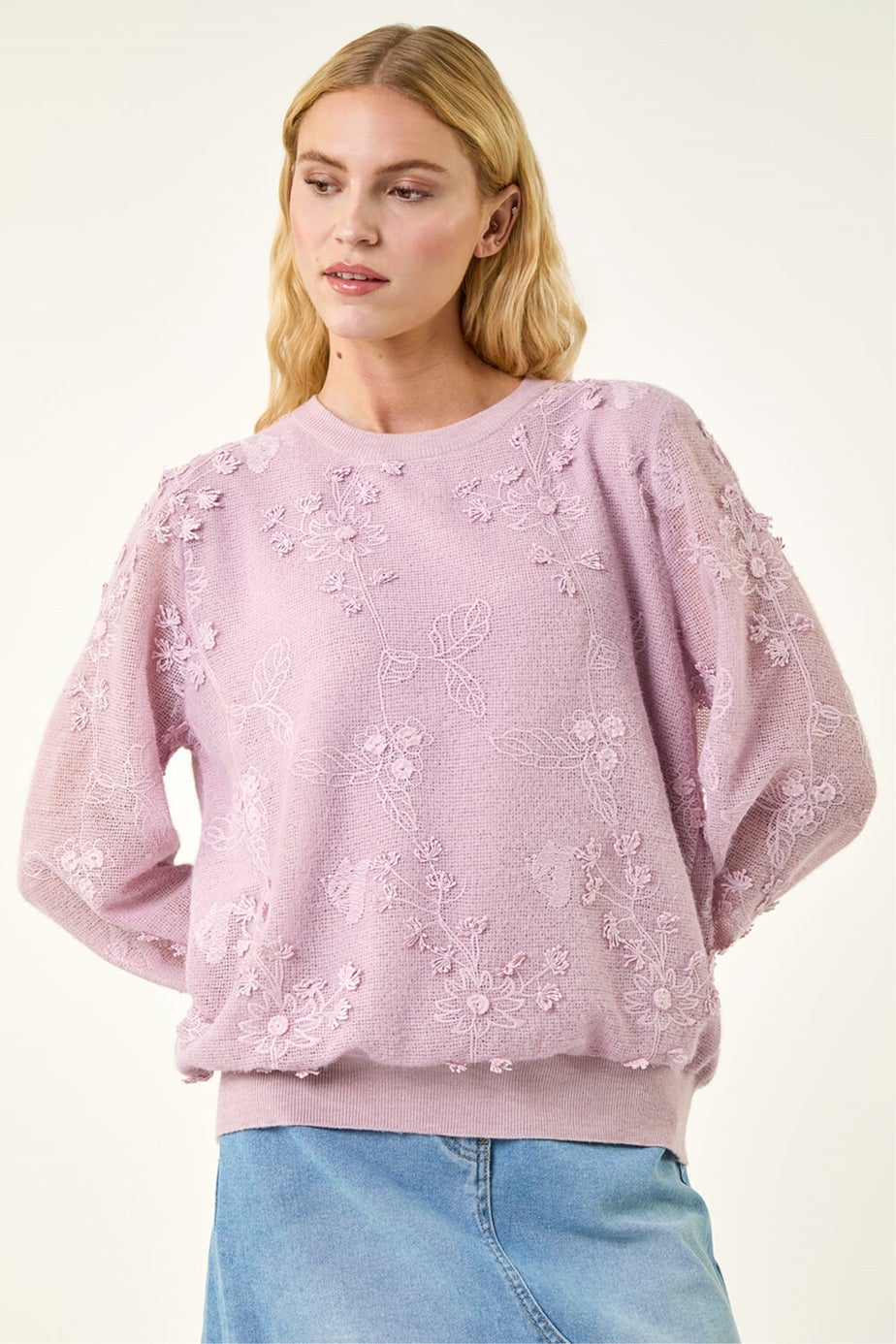 Roman Lavender Floral Mesh Knit Jumper