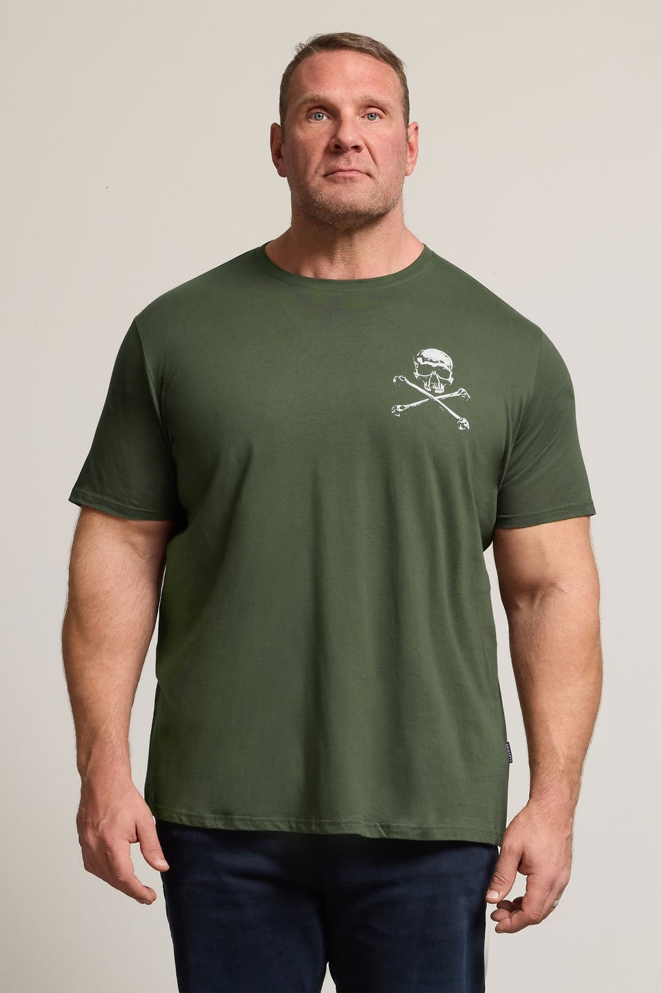 BadRhino Khaki Green Skull & Crossbones Graphic T-Shirt