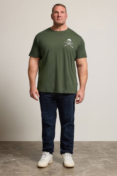 BadRhino Khaki Green Skull & Crossbones Graphic T-Shirt