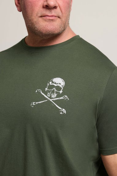 BadRhino Khaki Green Skull & Crossbones Graphic T-Shirt