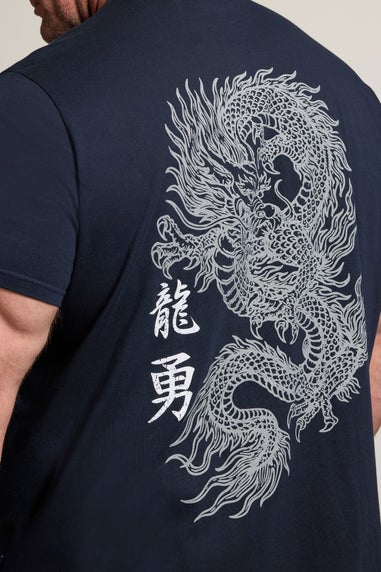 BadRhino Navy Blue Japanese Graphic T-Shirt