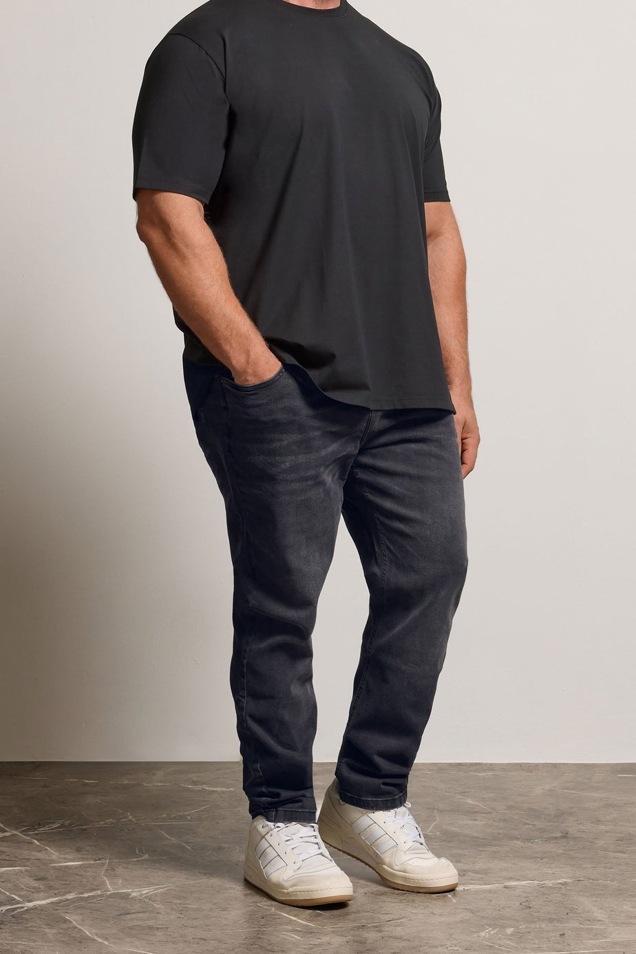 BadRhino Black Washed Straight Leg Stretch Jeans