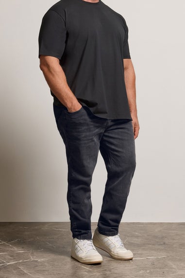 BadRhino Black Washed Straight Leg Stretch Jeans