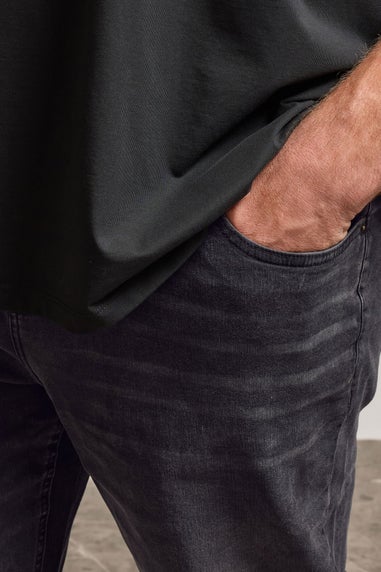 BadRhino Black Washed Straight Leg Stretch Jeans