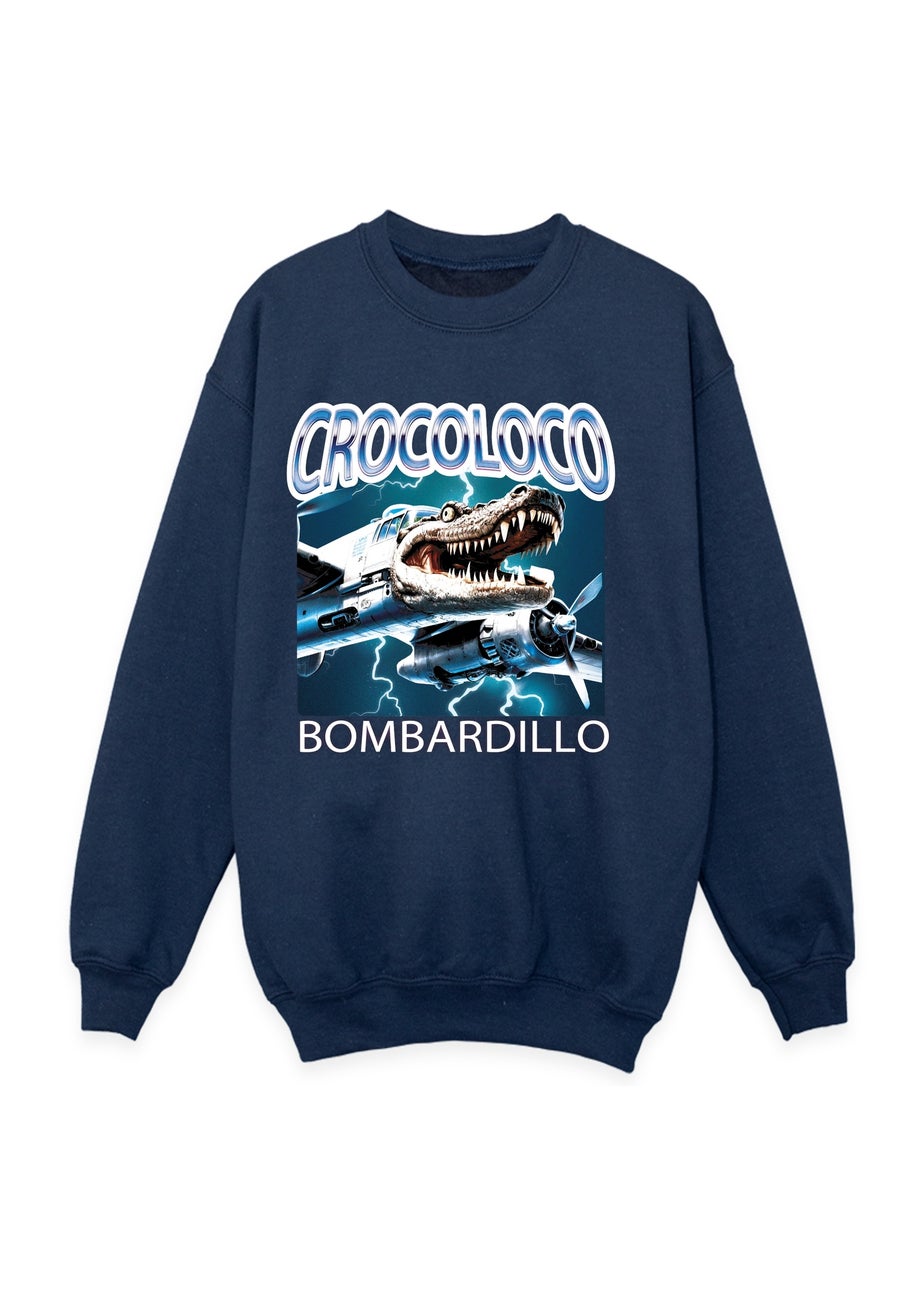 Brands In Brain Rot Crocoloco Boys Navy Blue Graphic Sweatshirt (3-13 Years)