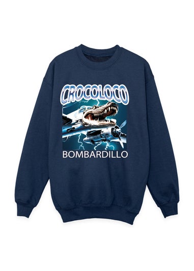 Brands In Brain Rot Crocoloco Boys Navy Blue Graphic Sweatshirt (3-13 Years)