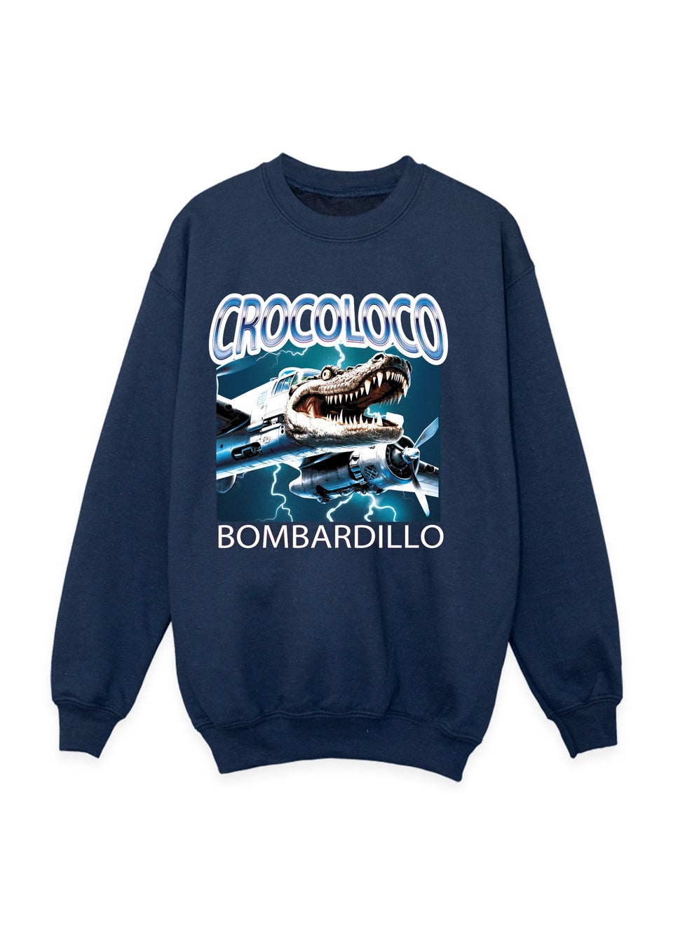 Brands In Brain Rot Crocoloco Boys Navy Blue Graphic Sweatshirt (3-13 Years)