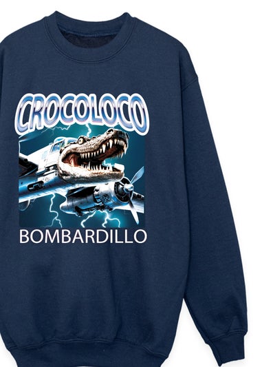 Brands In Brain Rot Crocoloco Boys Navy Blue Graphic Sweatshirt (3-13 Years)