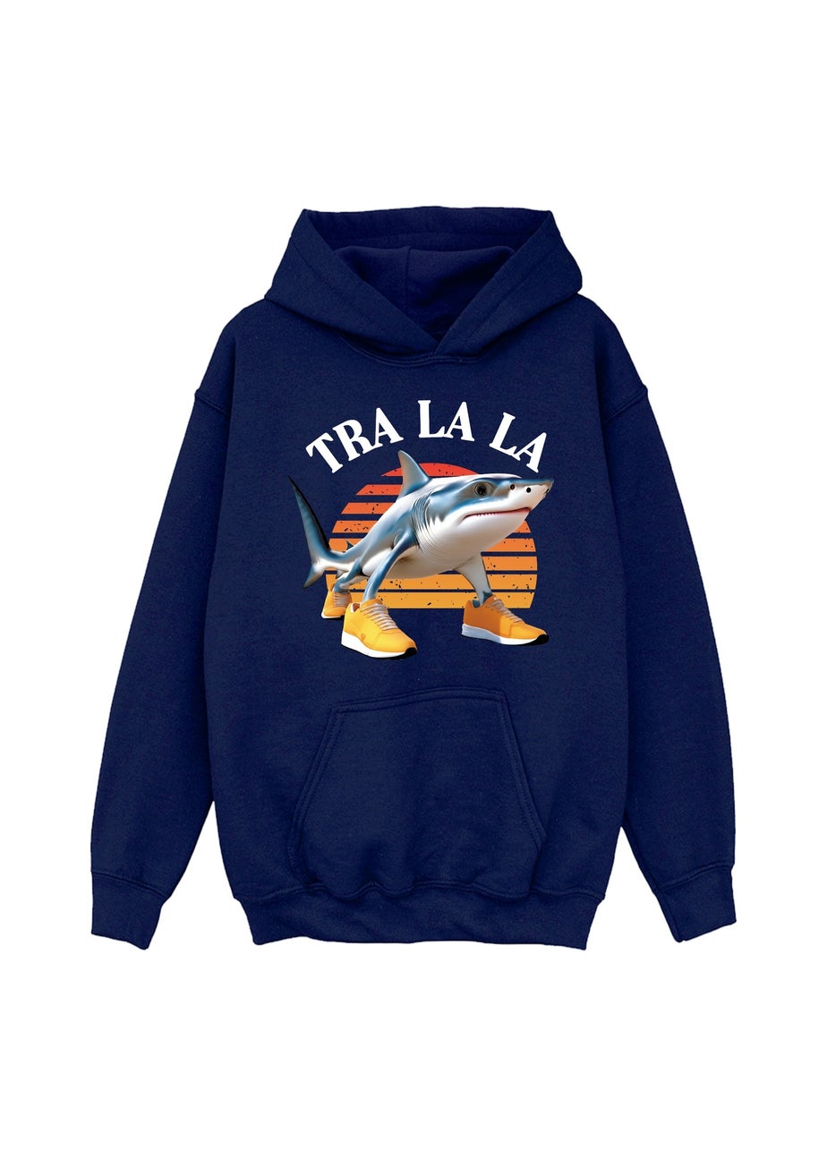 Brands In Brain Rot Tra La La Sun Boys Navy Blue Graphic Hoodie (3-13 Years)