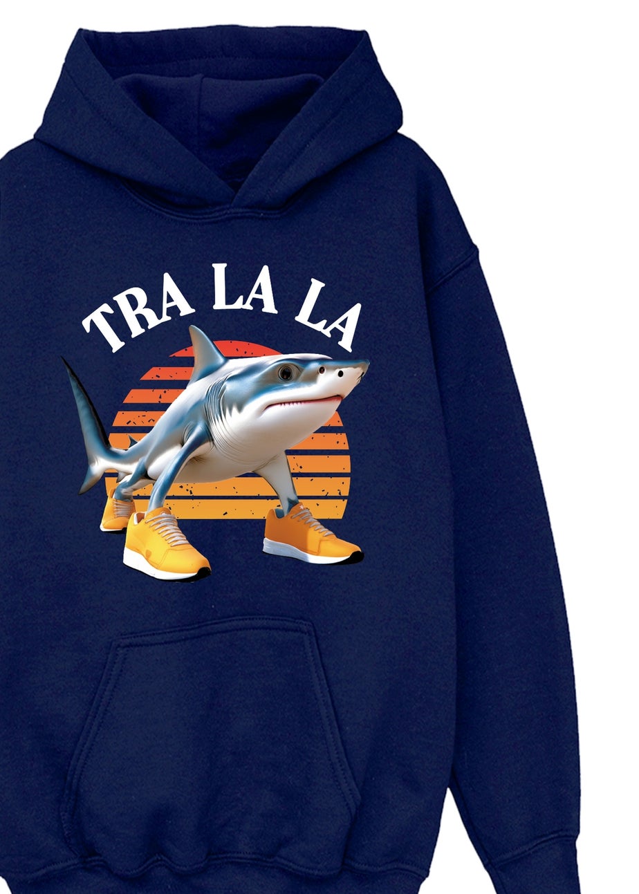 Brands In Brain Rot Tra La La Sun Boys Navy Blue Graphic Hoodie (3-13 Years)