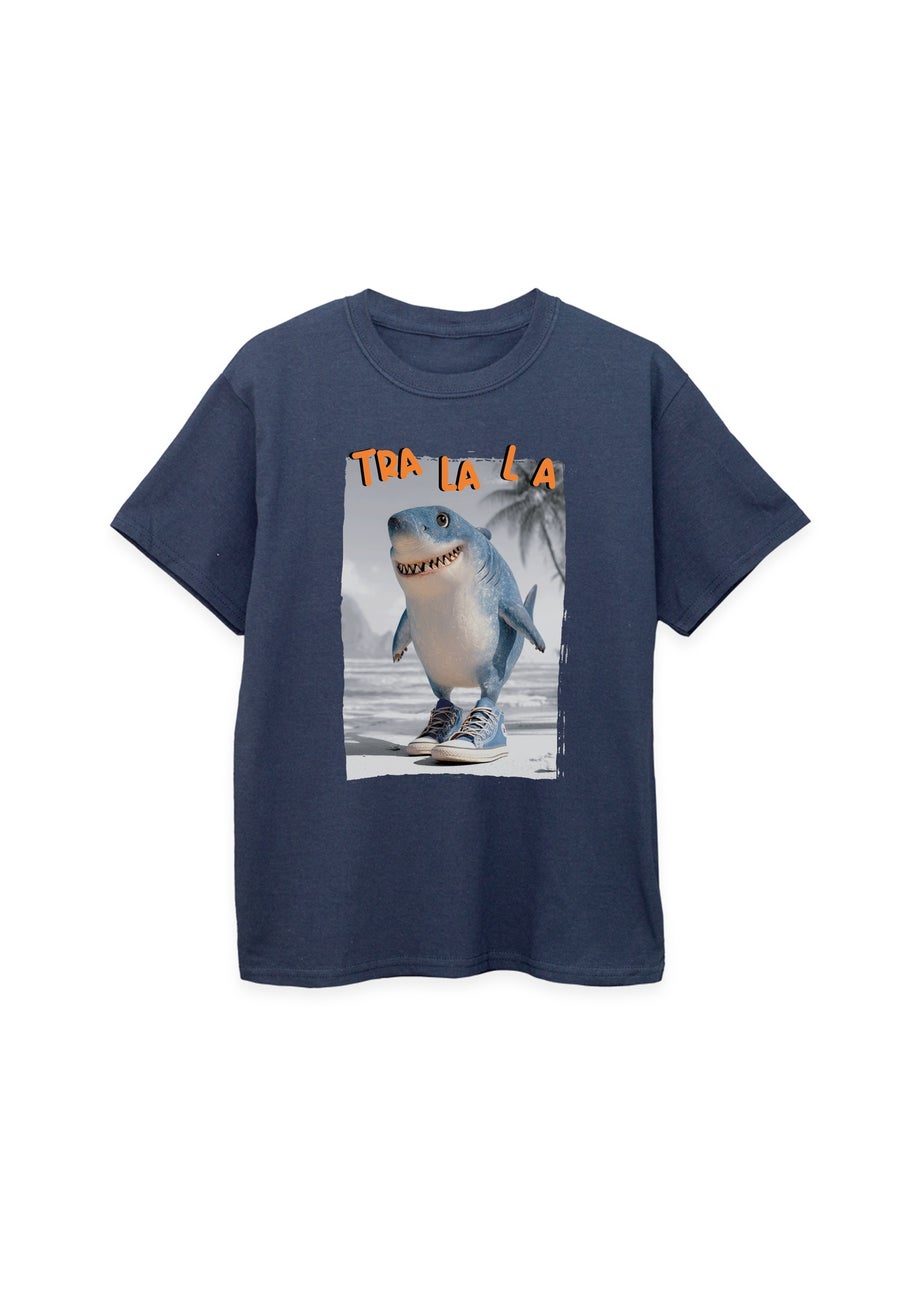 Brands In Brain Rot Tralala Boys Navy Blue Graphic T-Shirt (3-13 Years)