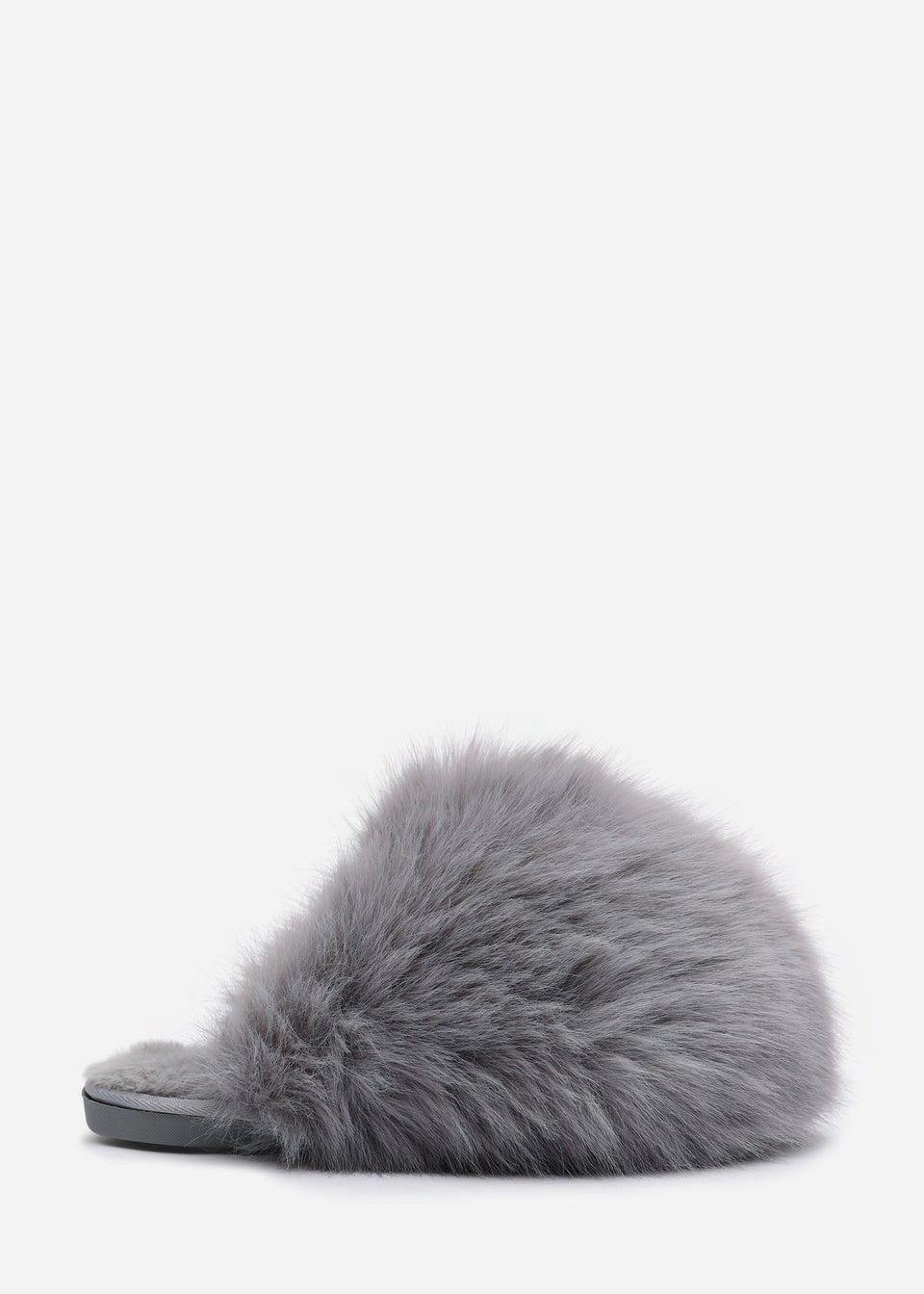 Where's That From Inez Ultimate Fluffy Grey Fur Mule Slippers