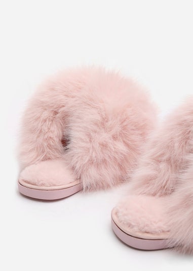 Where's That From Inez Ultimate Fluffy Pink Fur Mule Slippers