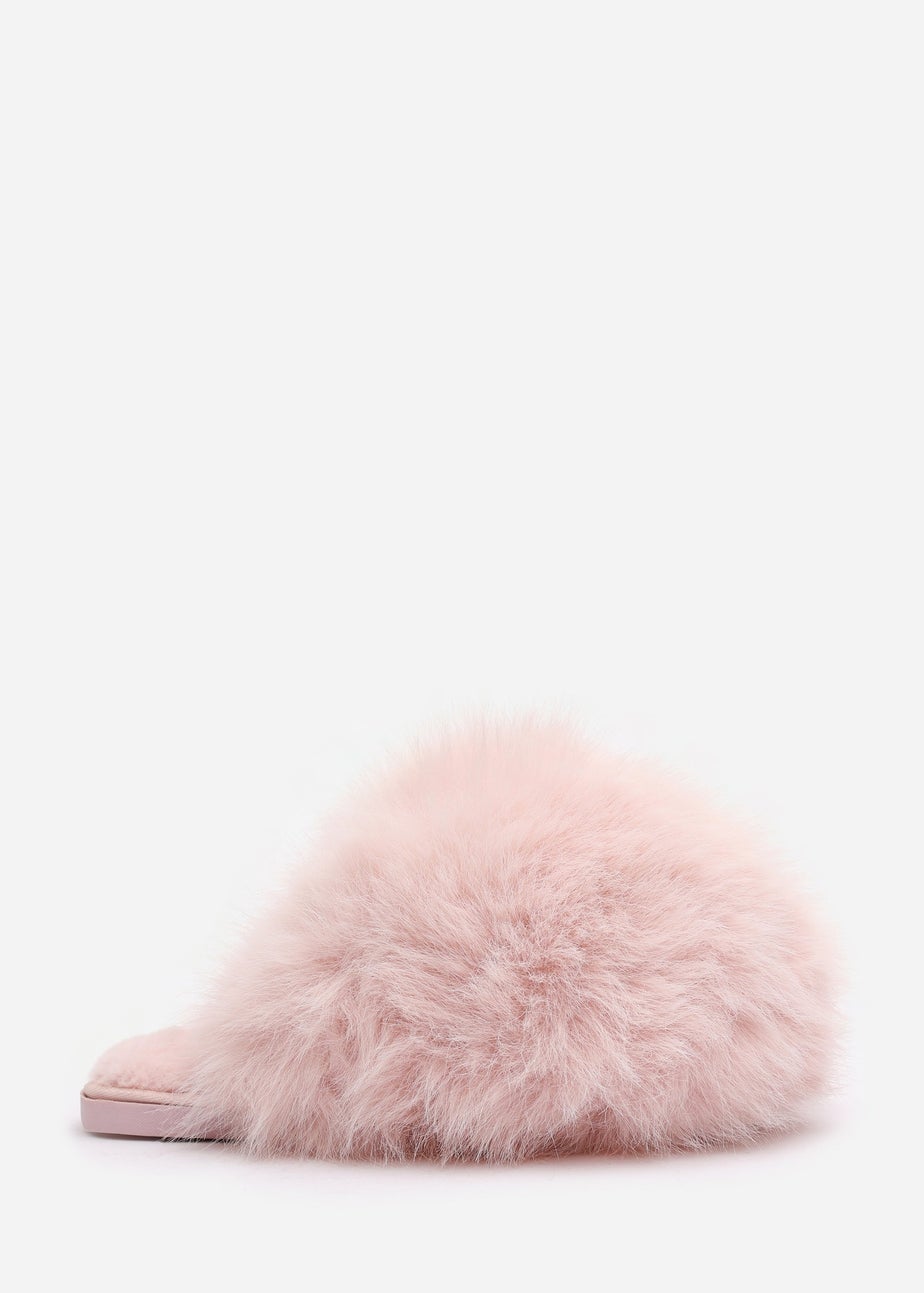 Where's That From Inez Ultimate Fluffy Pink Fur Mule Slippers