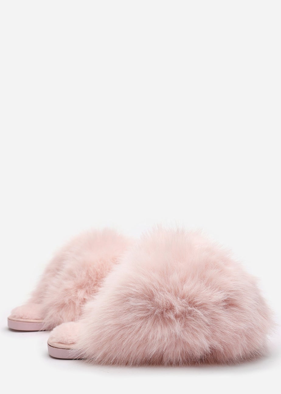 Where's That From Inez Ultimate Fluffy Pink Fur Mule Slippers