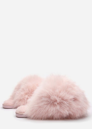 Where's That From Inez Ultimate Fluffy Pink Fur Mule Slippers
