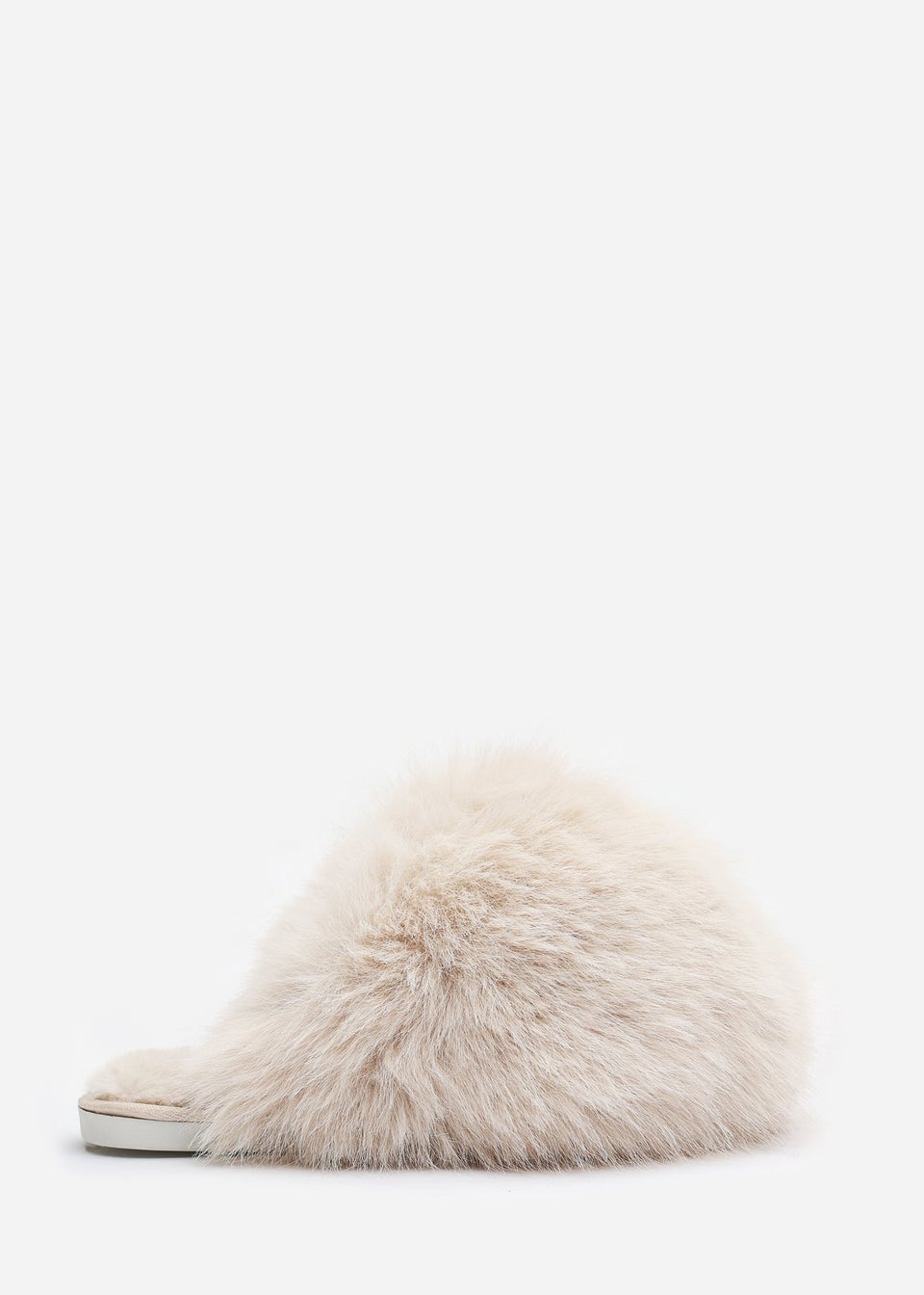 Where's That From Inez Ultimate Fluffy Beige Fur Mule Slippers