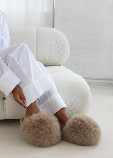 Where's That From Inez Ultimate Fluffy Camel Fur Mule Slippers