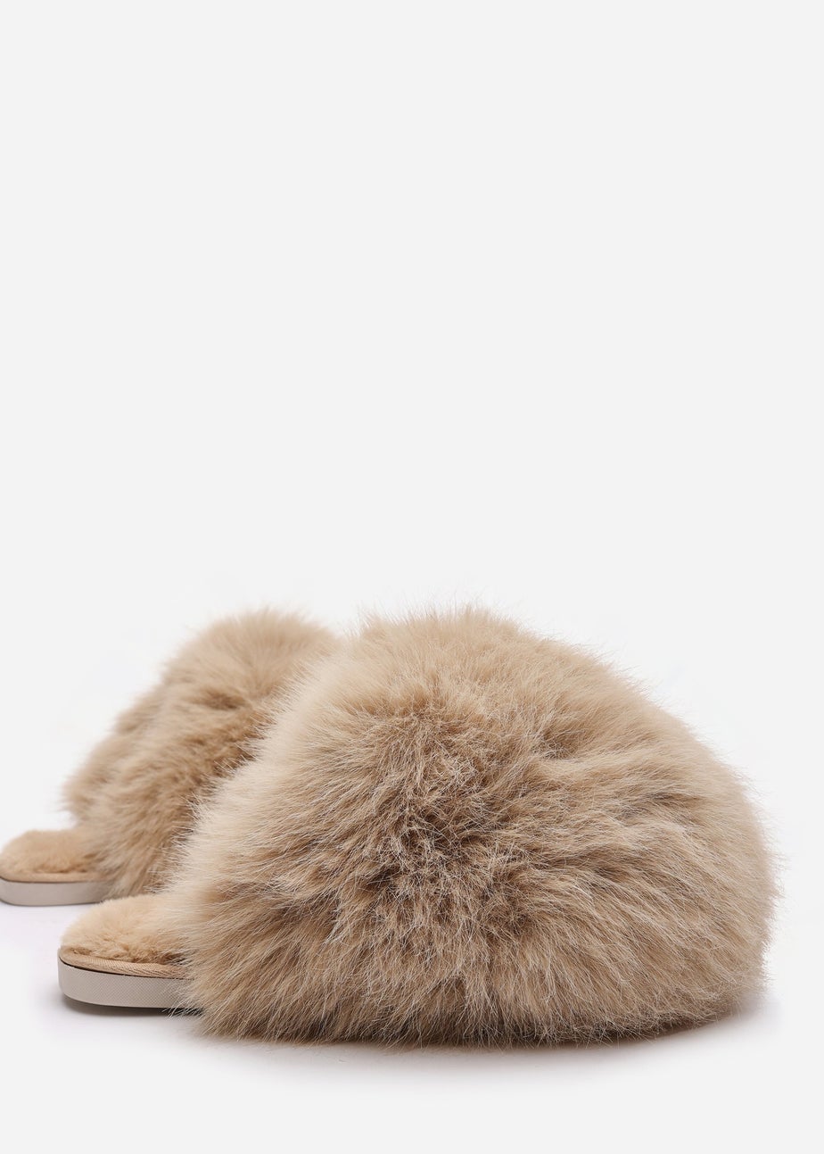 Where's That From Inez Ultimate Fluffy Camel Fur Mule Slippers