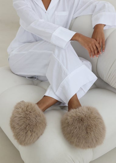 Where's That From Inez Ultimate Fluffy Camel Fur Mule Slippers
