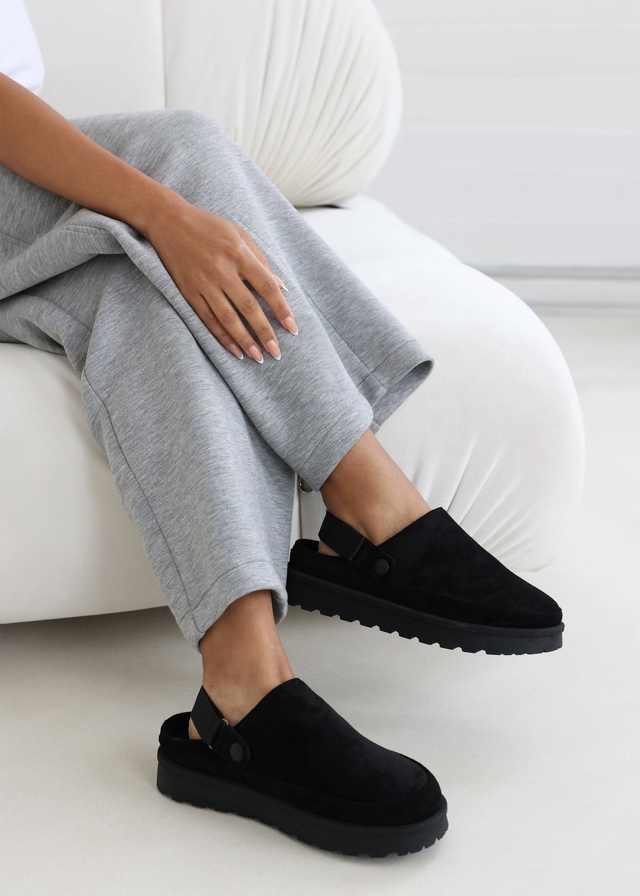 Where's That From Alondra Slip-on Strap Black Suede Mini Boots