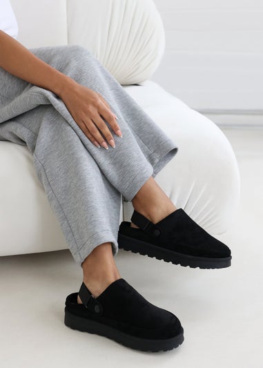 Where's That From Alondra Slip-on Strap Black Suede Mini Boots